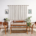 White - cotton window pochampally ikat curtain (5 x 3 feet)