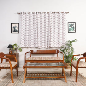 White - cotton window pochampally ikat curtain (5 x 3 feet)