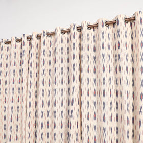 White - cotton window pochampally ikat curtain (5 x 3 feet)