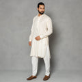 Cream - linen viscose plain men long pathani kurta