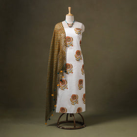 White - designer! Cotton unstitched dress material