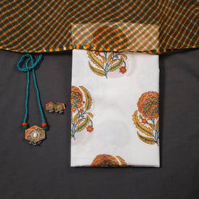 White - designer! Cotton unstitched dress material