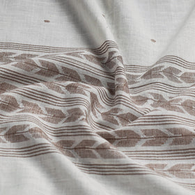 White - Authentic Dhakai Muslin Jamdani Handwoven Pure Cotton Stole with Tassels