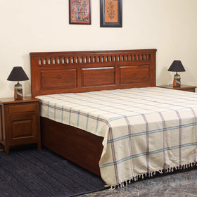 White - double handloom cotton bed sheet (108 x 90 in) 14