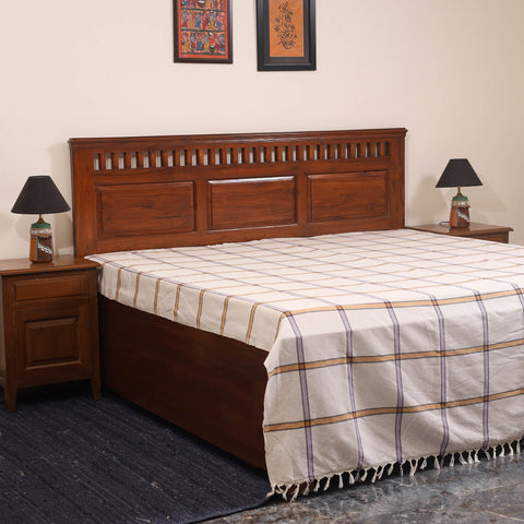 White - double handloom cotton bed sheet (108 x 90 in) 61