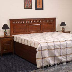 White - double handloom cotton bed sheet (108 x 90 in) 61