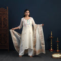 White Elegant Gota Work Silk Kota Doria Kurta Set Online