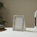 White - fabric embellished handmade photo frame (8 x 6 in)