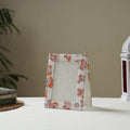 White - fabric embellished handmade photo frame (8 x 6 in)