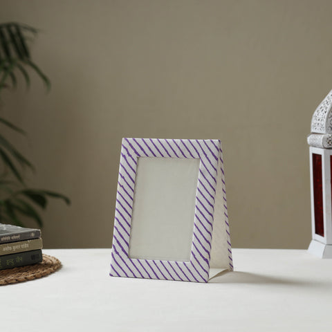 White - fabric embellished handmade photo frame (8 x 6 in)