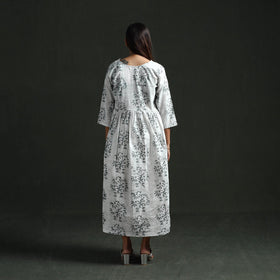 Flared angrakha cotton hand block batik print dress 08