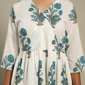 White - flared cotton jaipur kurta set (set of 2) 08