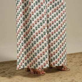 White Flared Cotton Jaipur Print Kurta Set (Set of 2)