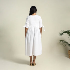 Buy White Flex Cotton Button Down Plain Dress