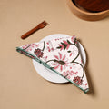 White Floral Block Print Cotton Hand Embroidery Table Napkin