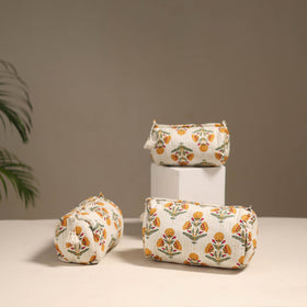 White - floral hand quilted toiletry bags (set of 3) 19