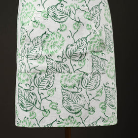 White - floral sanganeri cotton apron with pocket 04