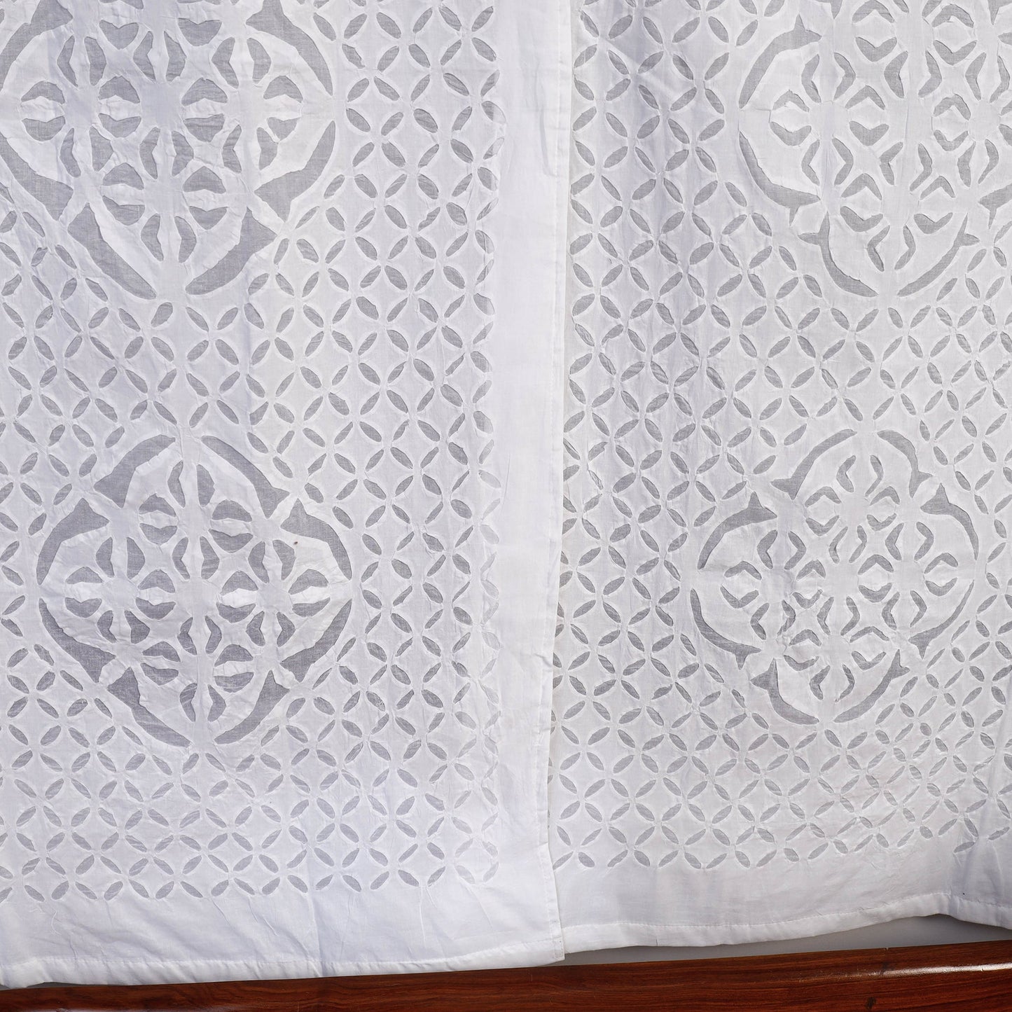 Flower Cutwork Cotton Barmer Applique Window Curtain