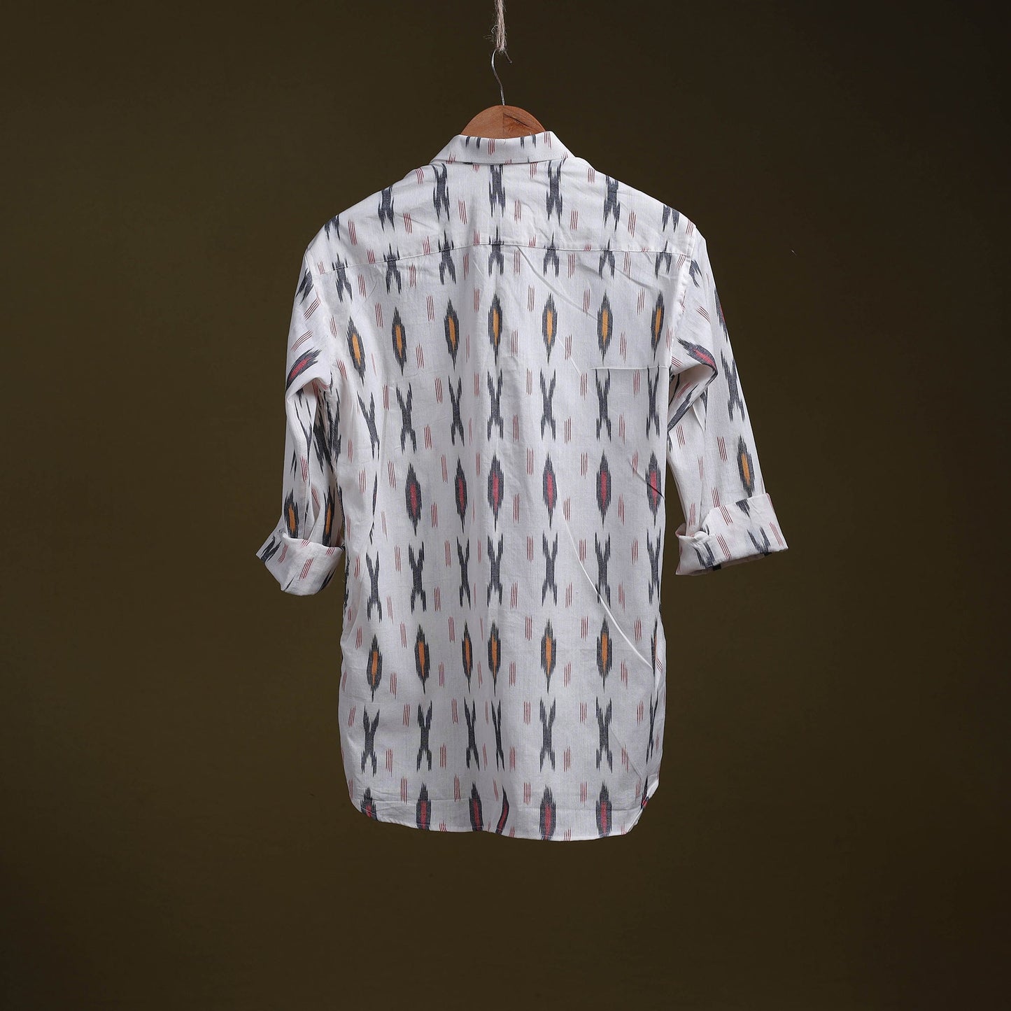 White - full sleeve cotton men pochampally ikat shirt 04
