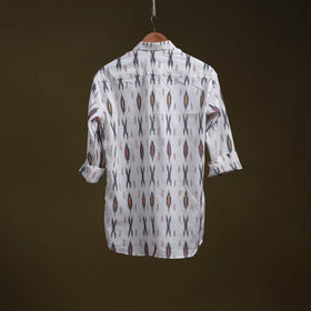 White - full sleeve cotton men pochampally ikat shirt 04