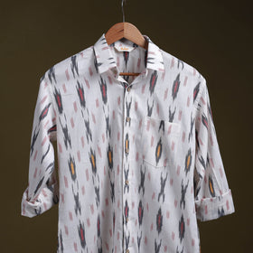 White - full sleeve cotton men pochampally ikat shirt 04