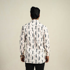 Buy White Full Sleeve Men Cotton Pochampally Ikat Shirt