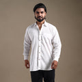 White Full Sleeve Slub Cotton Men Plain Shirt