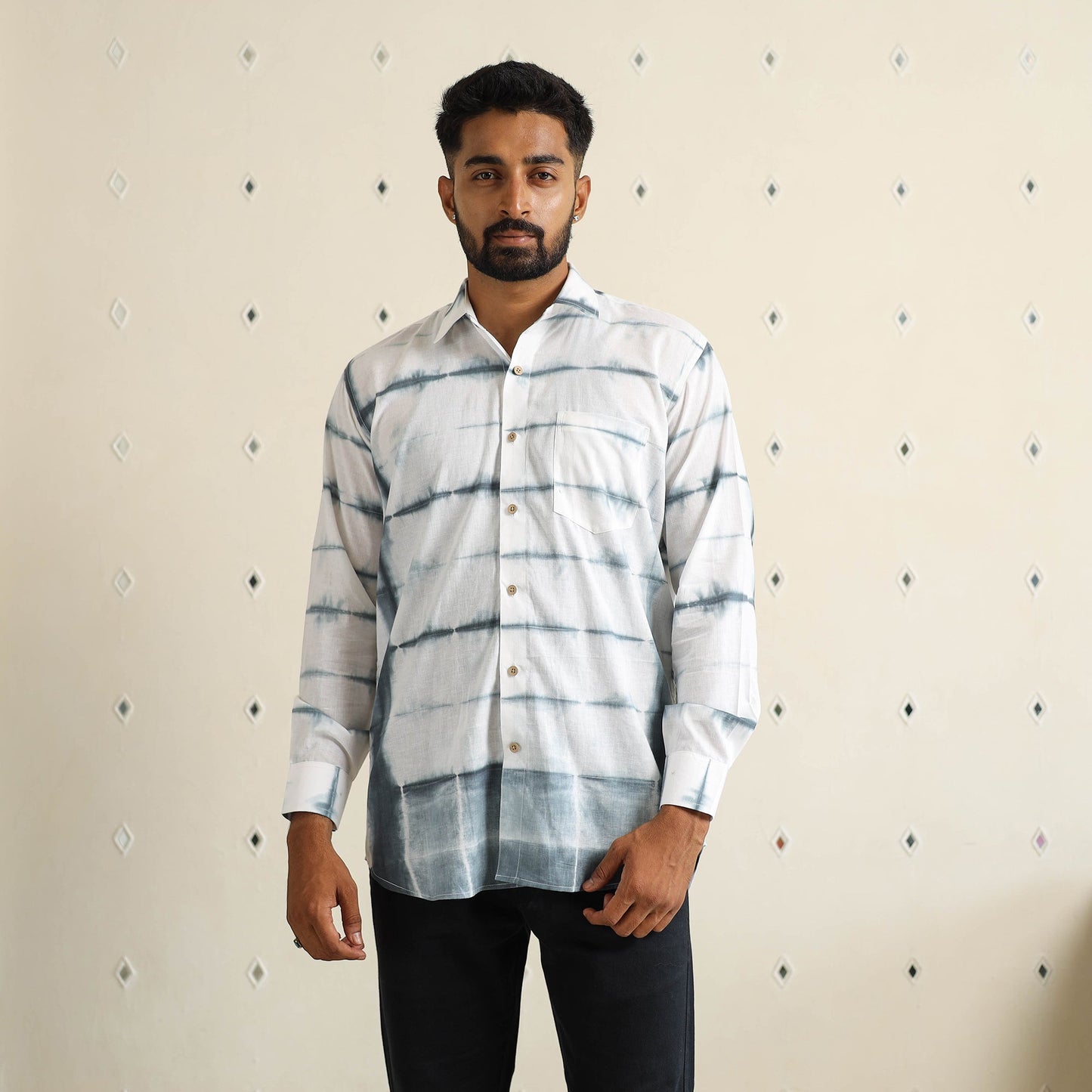 Buy Full Sleeve Tie & Dye Cotton Men Shibori Shirt