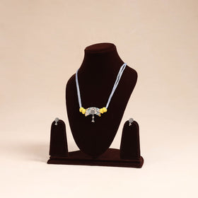 White - german silver fabart necklace set 15 - handcrafted