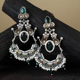 White German Silver-Plated Ethnic Drop Earrings