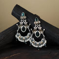 White German Silver-Plated Ethnic Drop Earrings