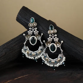 White German Silver-Plated Ethnic Drop Earrings