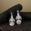 White German Silver-Plated Ethnic Drop Earrings