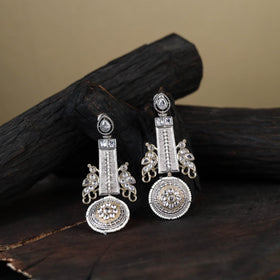 White German Silver-Plated Ethnic Drop Earrings