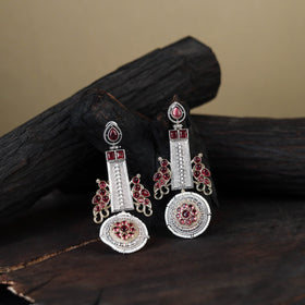 White - german silver-plated ethnic drop earrings 48