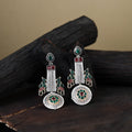 White German Silver-Plated Ethnic Drop Earrings
