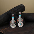 White - german silver-plated ethnic drop earrings 50
