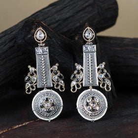 White German Silver-Plated Ethnic Drop Earrings