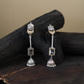 White German Silver-Plated Ethnic Drop Earrings