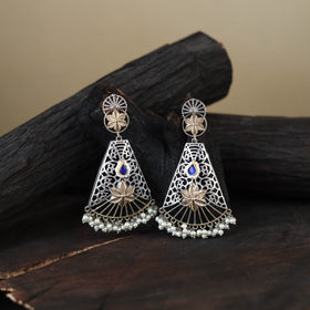 White German Silver-Plated Ethnic Drop Earrings