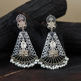 White German Silver-Plated Ethnic Drop Earrings