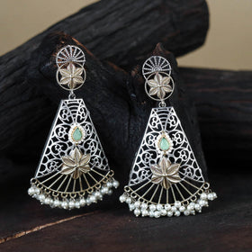 White German Silver-Plated Ethnic Drop Earrings