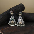 German Silver-Plated Ethnic Drop Earrings