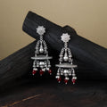 White German Silver-Plated Ethnic Drop Earrings