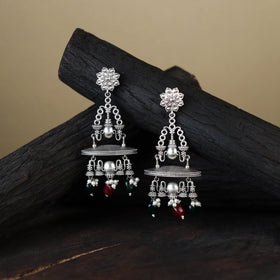White German Silver-Plated Ethnic Drop Earrings