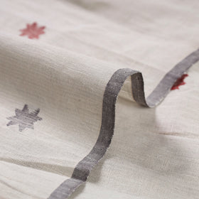 White Godavari Jamdani Buti Pure Handloom Cotton Fabric 