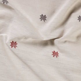 White Godavari Jamdani Buti Pure Handloom Cotton Fabric 