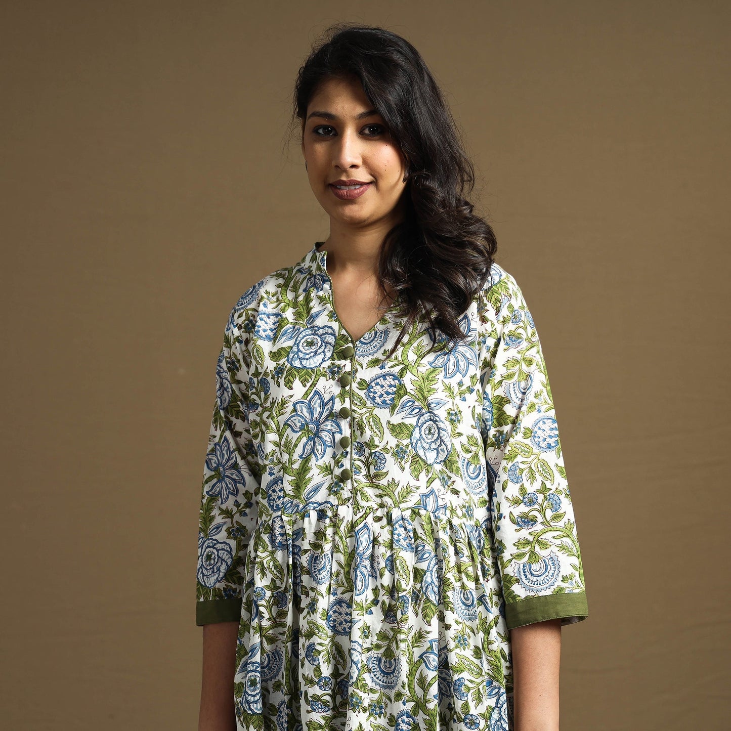 Buy Sanganeri Block Printed Cotton Flared Dress Online at iTokri.com