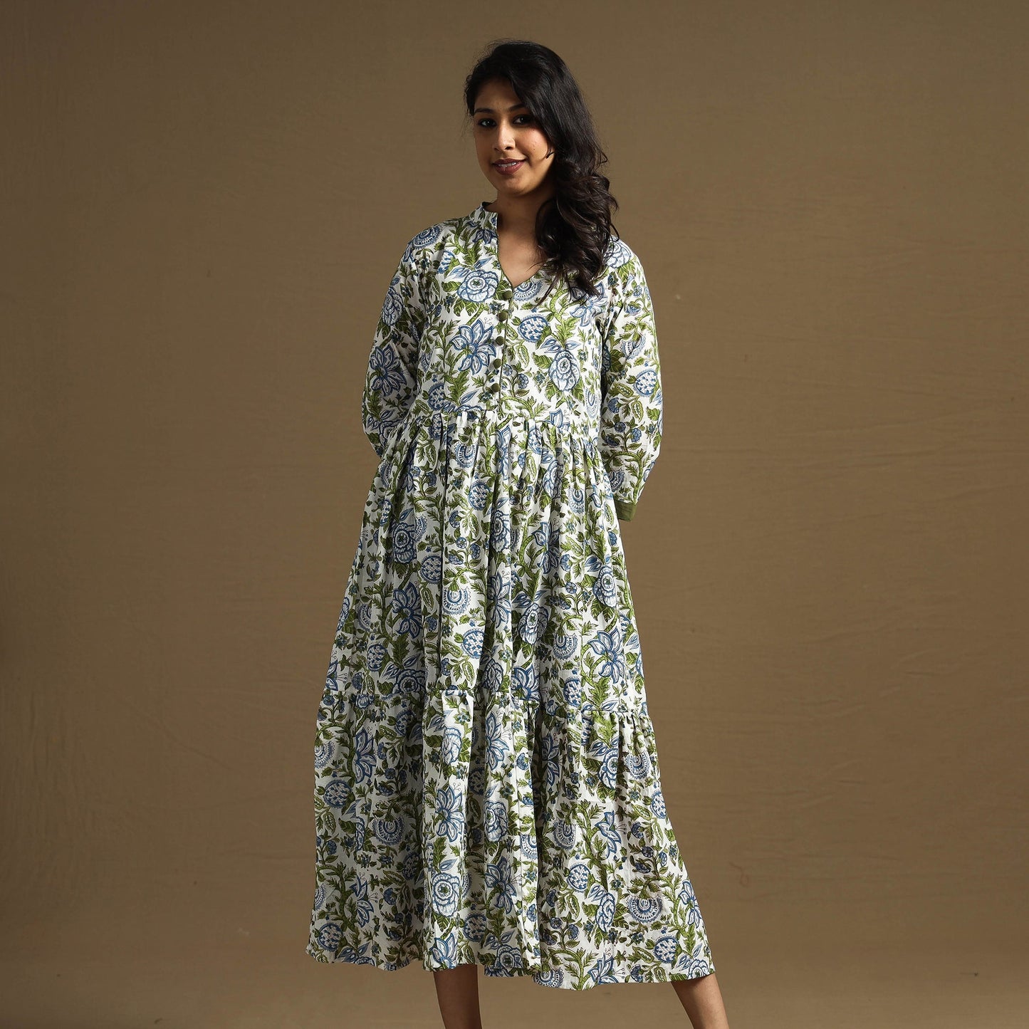 Buy Sanganeri Block Printed Cotton Flared Dress Online at iTokri.com