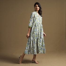 Buy Sanganeri Block Printed Cotton Flared Dress Online at iTokri.com